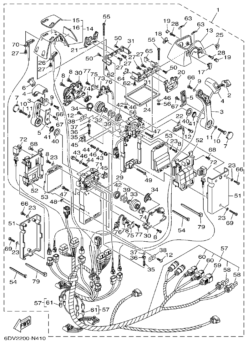 Yamaha F350AET, FL350AET DBW REMOTE CONTROL 2 (TWIN) parts diagram